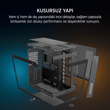 James Donkey Stark S800 4xARGB Temperli Cam 750W 80+ Bronze ATX Siyah Gaming (Oyuncu) Kasa