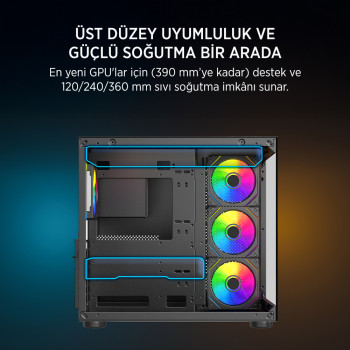 James Donkey Stark S800 4xARGB Temperli Cam 750W 80+ Bronze ATX Siyah Gaming (Oyuncu) Kasa